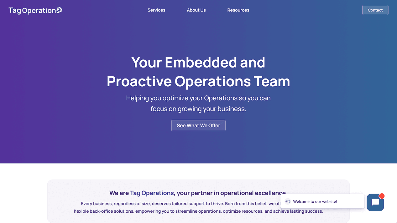 Screenshot of the Tag Operations landing page