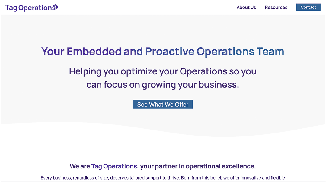 Screenshot of the landing page from the second iteration of the website